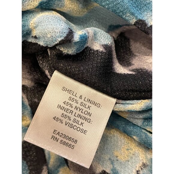 Y2K Silk Blend wrap V-neck top abstract floral print work classic cap sleeve - Picture 7 of 10